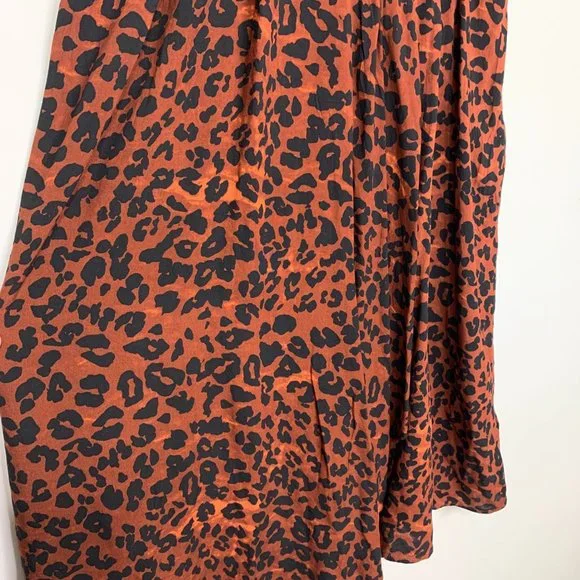 BEACH LUNCH LOUNGE Anais Midi Dress Rumba Red Leopard Animal Print Sz L - Picture 4 of 7